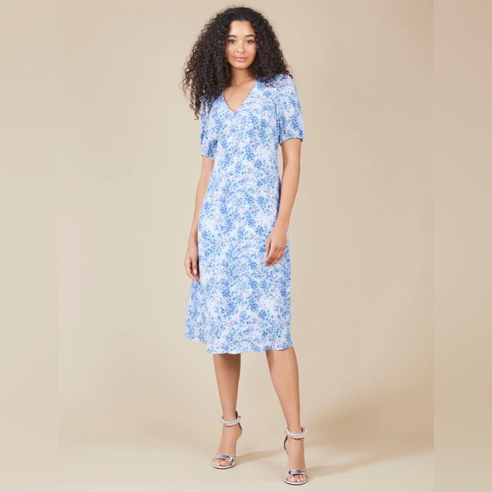 BCBG floral short sleeve midi dress